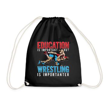 Catch Wrestling Education Is Important Wrestler - Drawstring Bag - black - Front