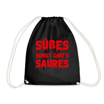 Halloween Sprüche I Süßes Sonst Gibt's Saures - Turnbeutel - Schwarz - Vorne