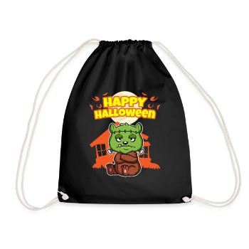 Happy Halloween Scary Funny Hallow's Eve Costume - Drawstring Bag - black - Front