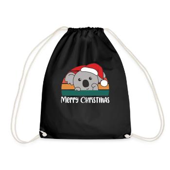 merry Christmas Retro Koala Weihnacht - Turnbeutel - Schwarz - Vorne