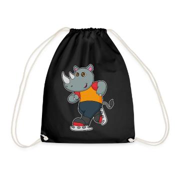 Nashorn Eislaufen Schlittschuhe - Drawstring Bag - black - Front