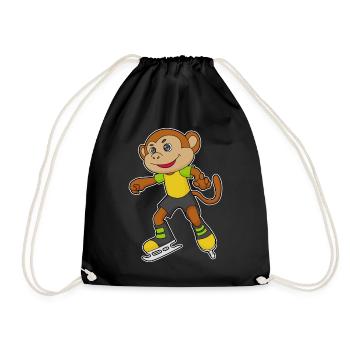 Affe Eislaufen Schlittschuhe - Drawstring Bag - black - Front
