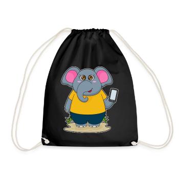 Elephant Smartphone - Drawstring Bag - black - Front