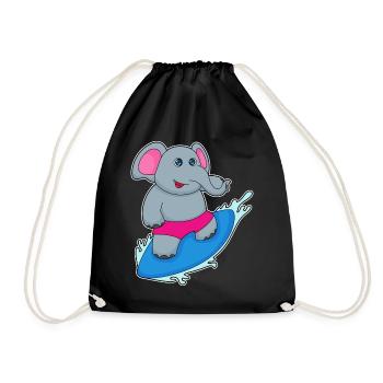 Elephant Surfing Surfboard Summer - Drawstring Bag - black - Front