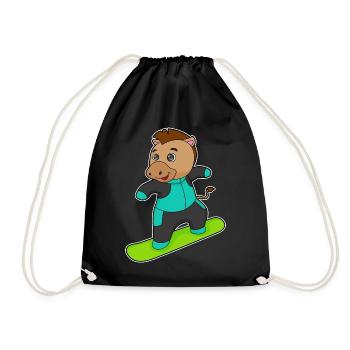 Pferd Snowboarder Snowboard - Turnbeutel - Schwarz - Vorne
