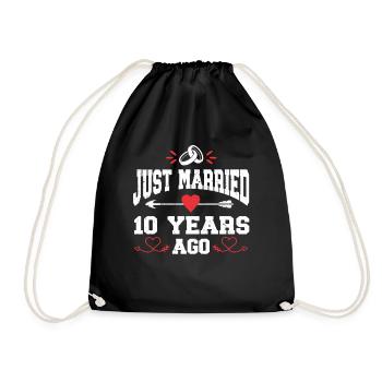 Just Married 10 Years Ago 10th Wedding Anniversary - Turnbeutel - Schwarz - Vorne