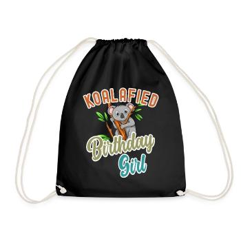 Koalafied Birthday Girls Qualified Pun Cute and Fu - Drawstring Bag - black - Front