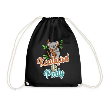 Koalafied to Party Qualified Pun Cute and Funny Ko - Drawstring Bag - black - Front