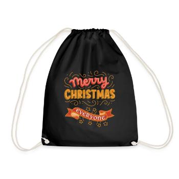 Weihnachten, Typografie, Vintage-Merry Christmas - Turnbeutel - Schwarz - Vorne