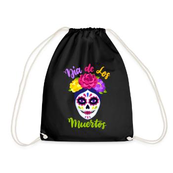 Dia-de-los-Muertos, La-Catrina, Crâne de sucre - Sac de sport léger - noir - Devant