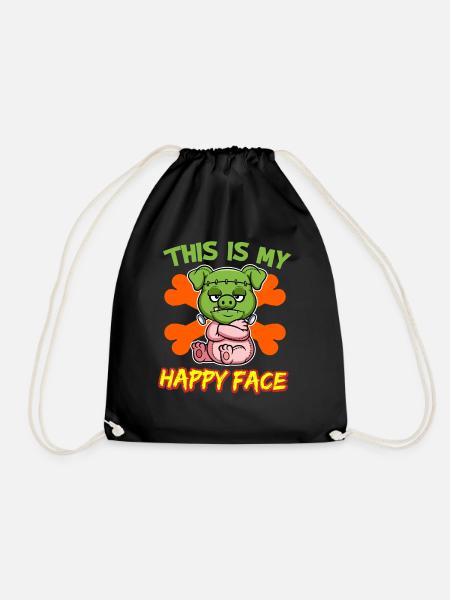 This Is My Happy Face Funny Halloween Monster - Drawstring Bag - black