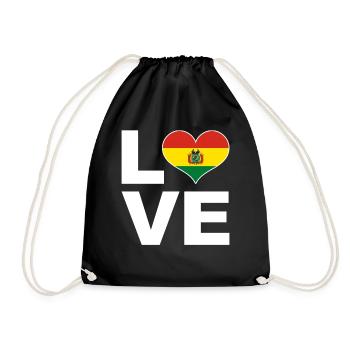 Ich liebe Bolivien Herz Flagge Bolivien - Turnbeutel - Schwarz - Vorne