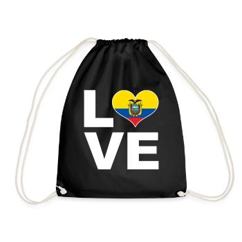 I love Ecuador heart flag Ecuador - Drawstring Bag - black - Front