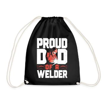 Welder Welding Dad Father Vintage - Drawstring Bag - black - Front