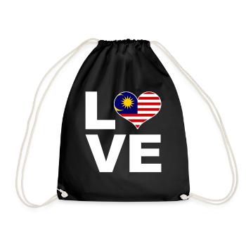 I love Malaysia heart flag Malaysia - Drawstring Bag - black - Front