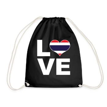 I love Thailand heart flag Thailand - Drawstring Bag - black - Front