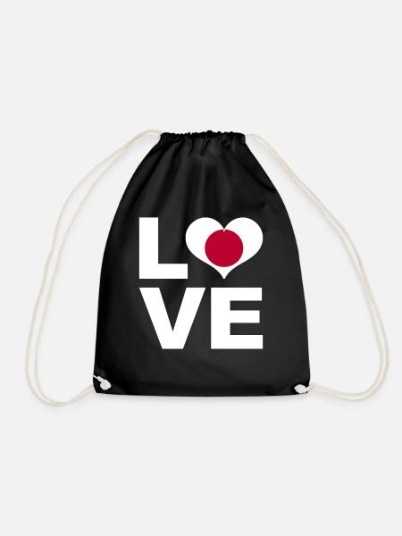 I love Japan heart flag Japan - Drawstring Bag - black