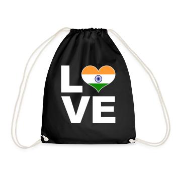 J’aime l’Inde drapeau du cœur Inde - Sac de sport léger - noir - Devant