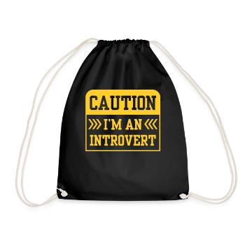 Caution I Am An Introvert Shy - Drawstring Bag - black - Front