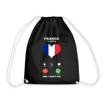 Frankreich is calling Frankreich Herz Souvenir - Turnbeutel - Schwarz - Vorne
