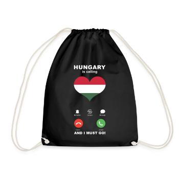 Ungarn is calling Ungarn Herz Souvenir - Turnbeutel - Schwarz - Vorne