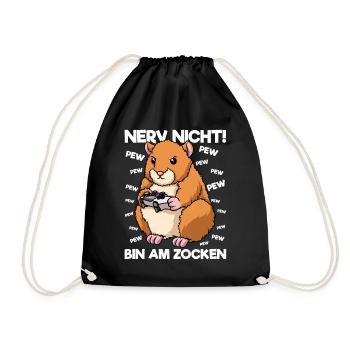 Nerv nicht bin am Zocken Gaming Hamster - Turnbeutel - Schwarz - Vorne