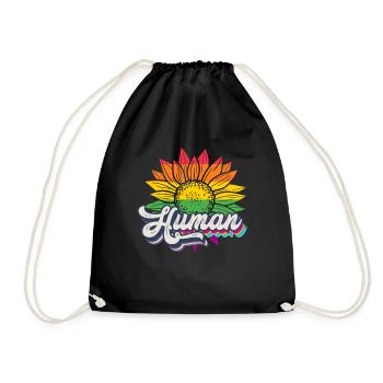 Human Sunflower Rainbow Equality LGBTQ - Drawstring Bag - black - Front