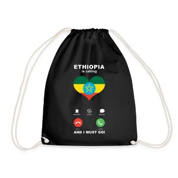 Ethiopia is calling Ethiopia Heart Souvenir - Drawstring Bag - black - Front