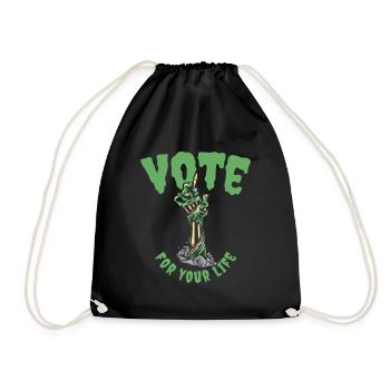 Halloween Voting Zombie Spooky Monsters Horror Fan - Drawstring Bag - black - Front