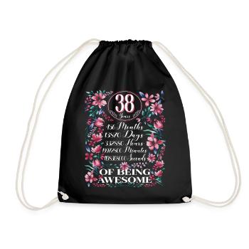 38 ans, mois Floral Femmes 38e anniversaire - Sac de sport léger - noir - Devant
