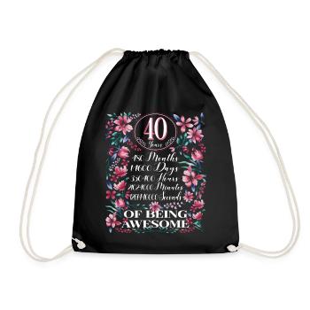 40 ans, mois Floral Femmes 40e anniversaire - Sac de sport léger - noir - Devant