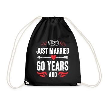 Just Married 60 Years Ago 60th Wedding Anniversary - Turnbeutel - Schwarz - Vorne