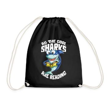 Shark Lit Livre Rat de livre Fan de livre Shark Lovers - Sac de sport léger - noir - Devant