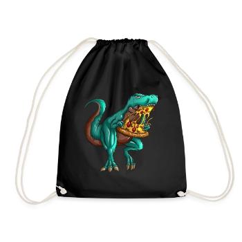 Pizza T-Rex Fastfood Fan Dinosaurier Liebhaber - Turnbeutel - Schwarz - Vorne