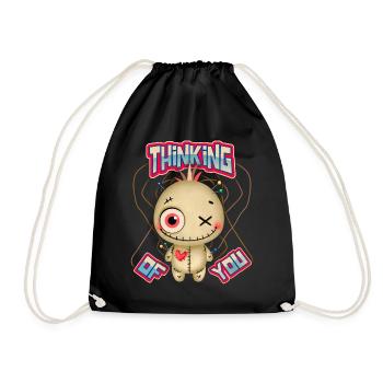 Voodoo doll, funny saying Thinking-Of-You - Drawstring Bag - black - Front