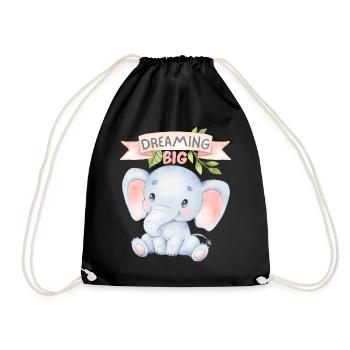 Little elephant, funny saying Dreaming Big - Drawstring Bag - black - Front