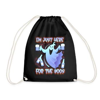 Spirit-with-beer, beer glass, beer bottles, Halloween - Drawstring Bag - black - Front