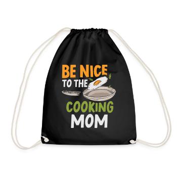 Be nice to the cooking mom cooking mom cook - Drawstring Bag - black - Front