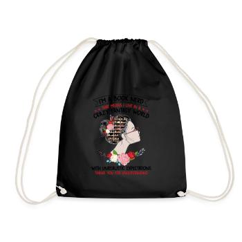 At A Book Nerd That Means I Live In Crazy World - Drawstring Bag - black - Front