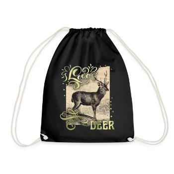 Cerf vintage, cerf d’amour, dire - Sac de sport léger - noir - Devant