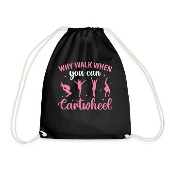 Cheerleading Saying Slogan - Why Walk When You Can - Drawstring Bag - black - Front