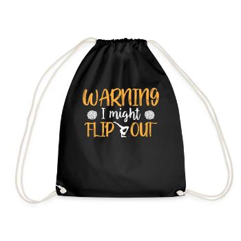 Cheerleading Saying Slogan - Warning I Might Flip - Drawstring Bag - black - Front