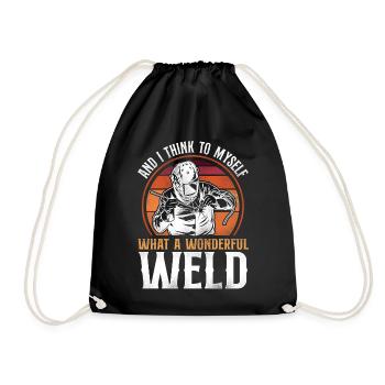 Welder Welding Pun Vintage Retro - Drawstring Bag - black - Front