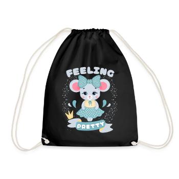 Niedliche Maus, Mouse, Kawaii-Maus lustiger Spruch - Turnbeutel - Schwarz - Vorne