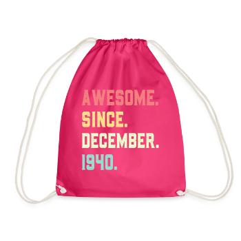 Awesome Since December 1940 - Drawstring Bag - fuchsia - Front