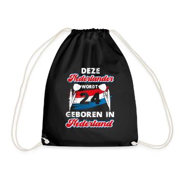 24 Birthday Dutch Holland 24 years Saying - Drawstring Bag - black - Front