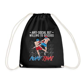 Muay Thai Anti-Social But Willing Fighter Boxing - Drawstring Bag - black - Front