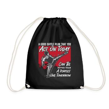 TaekwondoA Good Battle Fighter Fight Sport Karate - Drawstring Bag - black - Front