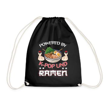 Powered by K-Pop und Ramen Nudelsuppe Musik K-Pop - Turnbeutel - Schwarz - Vorne