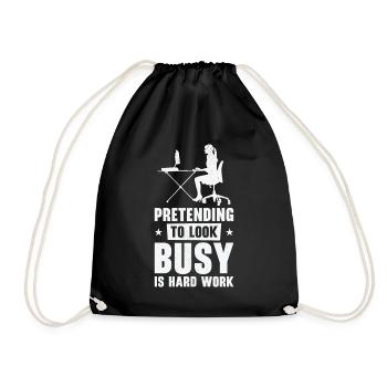 Pretending Busy Hard Work Employee Office Work - Drawstring Bag - black - Front